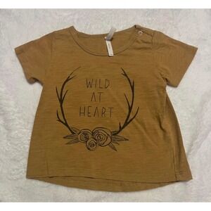 Rylee + Cru Wild At Heart Antler Graphic Tee Mustard Yellow 6-12M